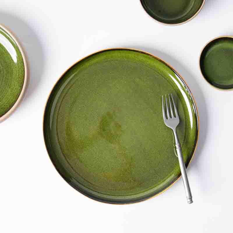 Green Restaurant Plate Green porcelain tableware bulk restaurant dinner plate for commercial dining