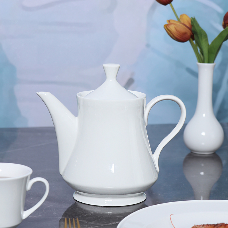 Oman Restaurant Supplier Porcelain White Teapot 