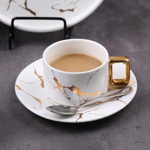 Marble Coffee Cup White Porcelain Cappuccino Cup for Cafe