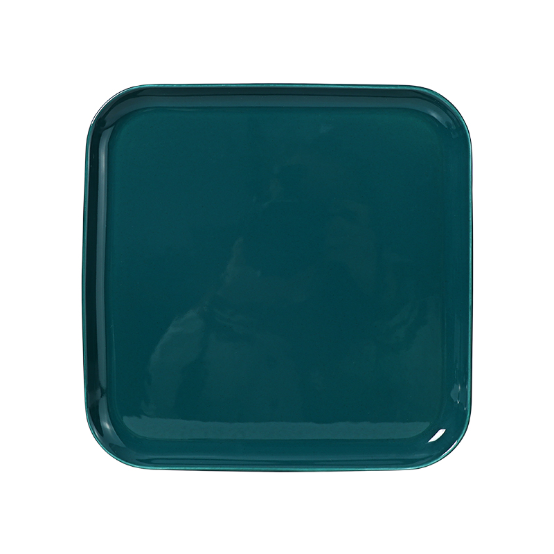 10 inch green square dinner plate porcelain