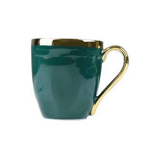 Green Ceramic Mug Cup With Gold Rim