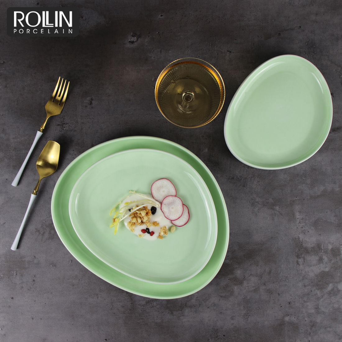 Pratos De Porcelana Verde Plate Porcelain Dinner Ceramic Restaurant Plates