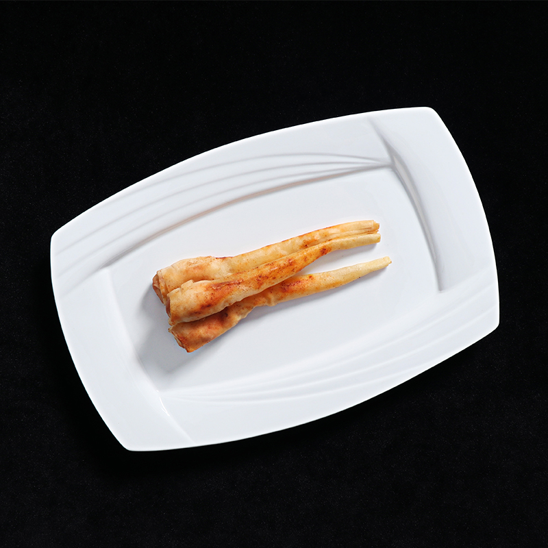 Rectangular Serving Tray White Porcelain Restangular Dinner Plate for Restaurant