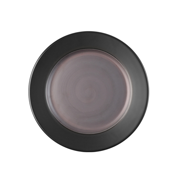 Round Crockery Porcelain Dinner Plate Black Porcelain Flat Spaghetti Pasta Plate