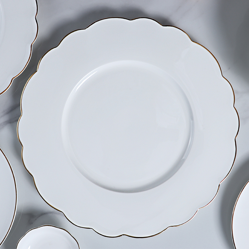 LINGDONG Fine Bone China Plates White