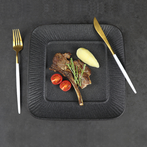 Porcelain Square Dinner Plate Dinnerware New Design Matt Frosting Black Restaurant Plate