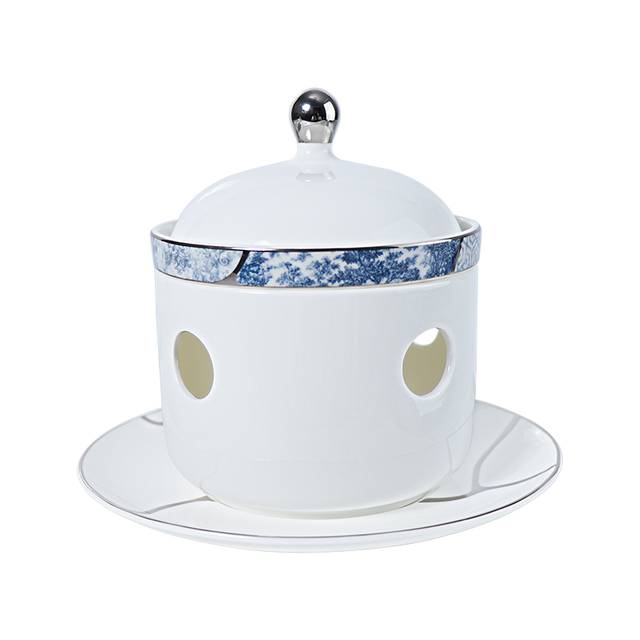 XINIXN Ceramic Tureen Porcelain Tureen Plate Bone China Soup Bowl with Lid