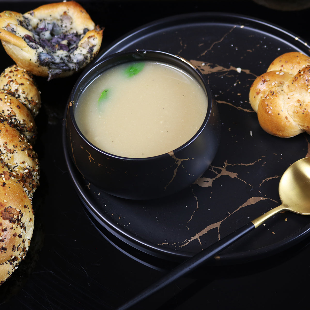 Breakfast Marble Bowls Dinner Set Black Marble Bowls Ceramic Bowls