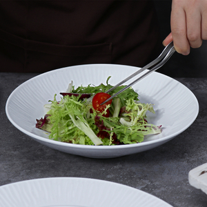 35oz Salad Noodle Bowl White Stoneware Bowls 1L Porcelain Dinnerware Eco Friendly Food Plate Restaurant Dishes