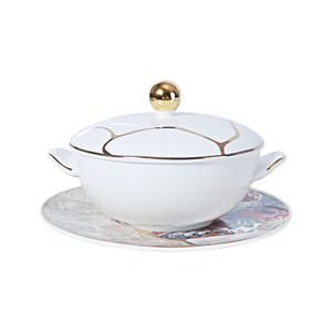 FURUI Luxury Oval Soup Bowl Tureen With Plate