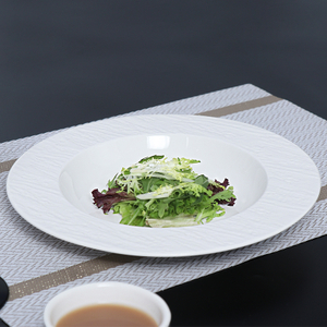 STONE White Ceramic Rim Plate Serving Pasta Plate Deep Stoneware Plate for Restaurants