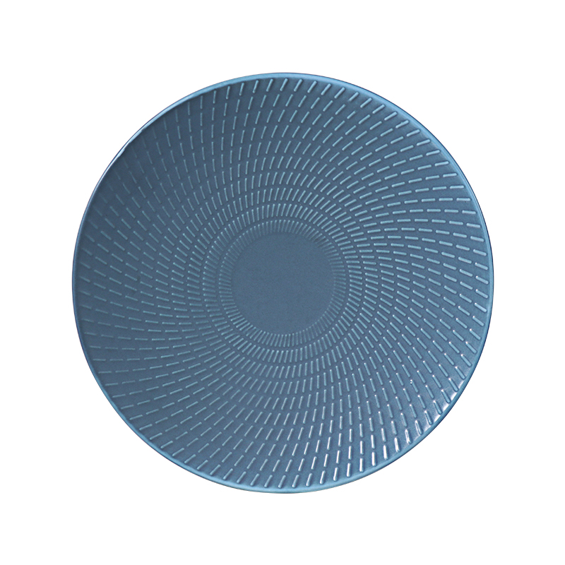 Ceramic Matte Blue Dinner Plate Porcelain Royal Blue Coupe Plate for Restaurants