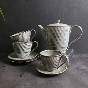 Chinese Porcelain Tea Set Vintage Coffee Cup Set For Restaurants