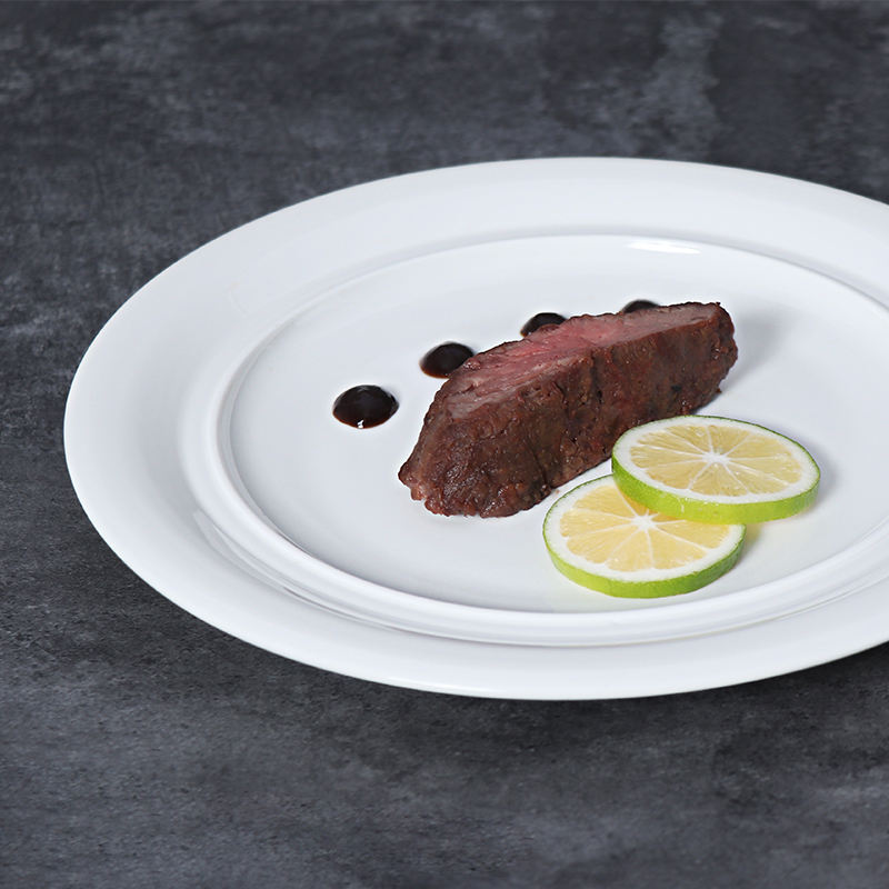 12 Inch White Porcelain Steak Plate Ceramic Main Dinner Plate for Restaurants Hotels Cafes