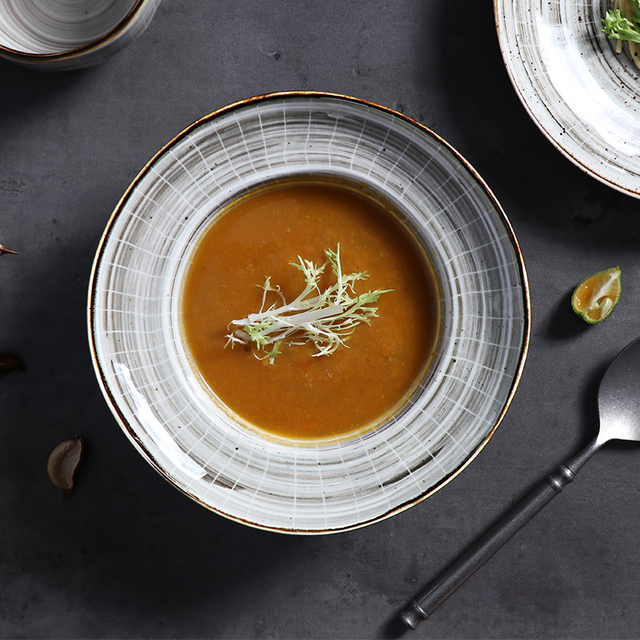 Hotel Porcelain Dinnerware Pasta Plate Wide Rim 