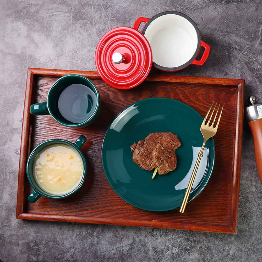 Dinner Set, Special Restaurant Dinnerware Set, European Style Porcelain Tableware Set with Plates and Bowls, Green Ceramic Dinner Set 