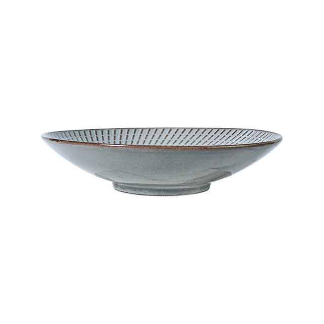 Stoneware Deep Plates Retro Kiln Grey Ceramic Dinner Platter