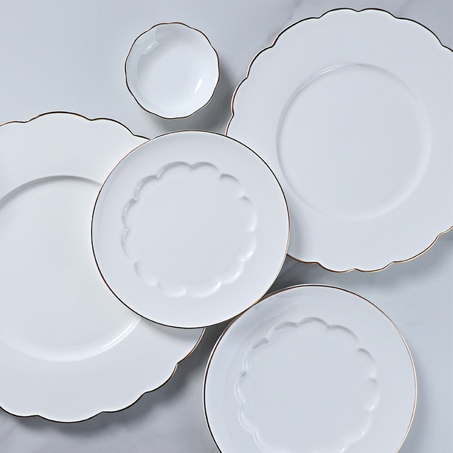 Hotel Ware Plates Set Dinnerware White Dinner Set Bone China Tableware Set
