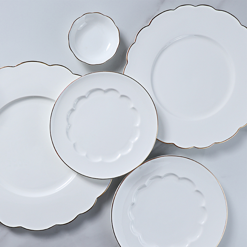 Hotel Ware Plates Set Dinnerware White Dinner Set Bone China Tableware Set