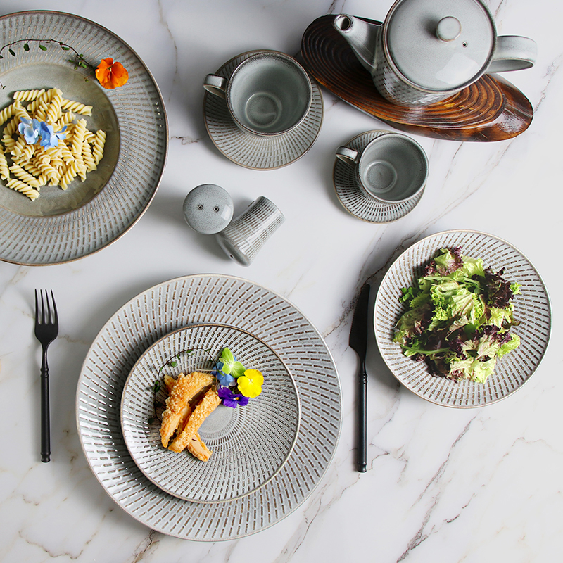 A set of beautiful vintage kiln grey tableware