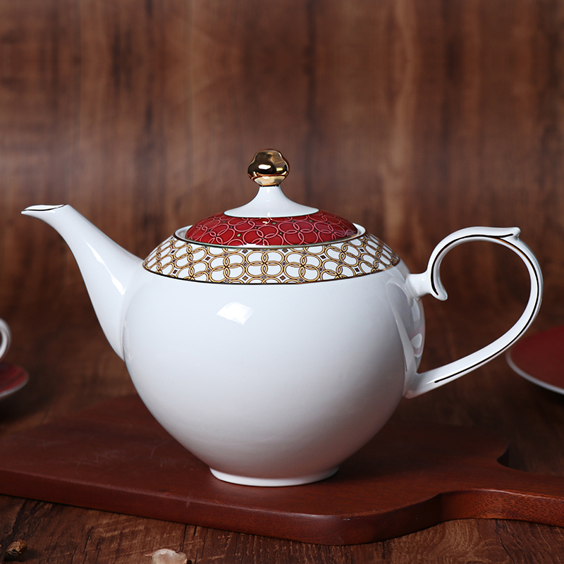 High End Bone China Tea Pot Ceramic Teapot Luxury Coffee Pot for Hotel Salon