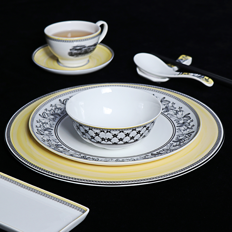 MING Dinner Set Event Dinnerware Set Bone China Tableware Full Set Banquet Plates Set For Restaurants