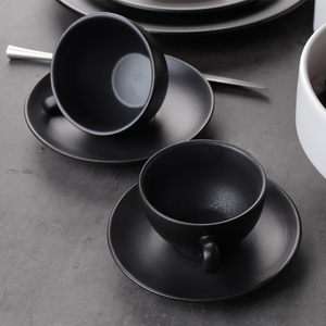 Customized Crockery Ceramic Cappuccino Cups Ceramic Tea Coffee Mugs with Saucer for Coffee Shop