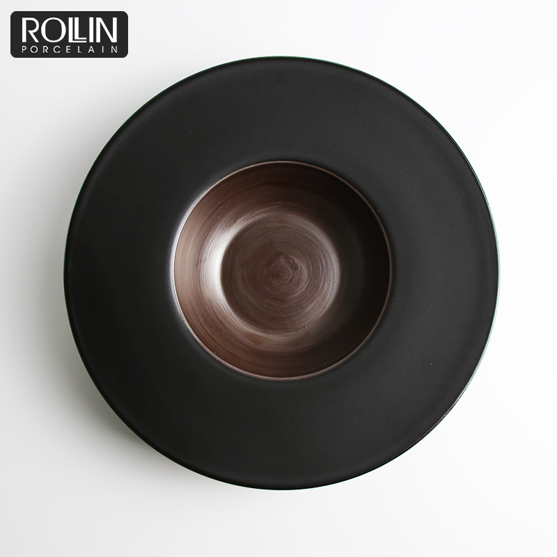 Italian Michelin Restaurant Pasta Plate Matte Black