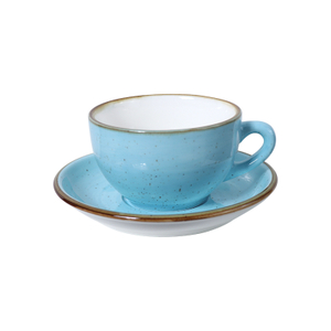 Blue Stone Ware Coffee Cup Set Saucer