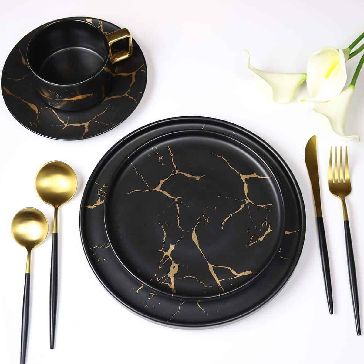 Marble Dinnerware Set Porcelain Plates Set Tableware Customized Package Factory 