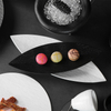 Leaf Shaped Plate Ceramic Black white matte cake plate sushi plate