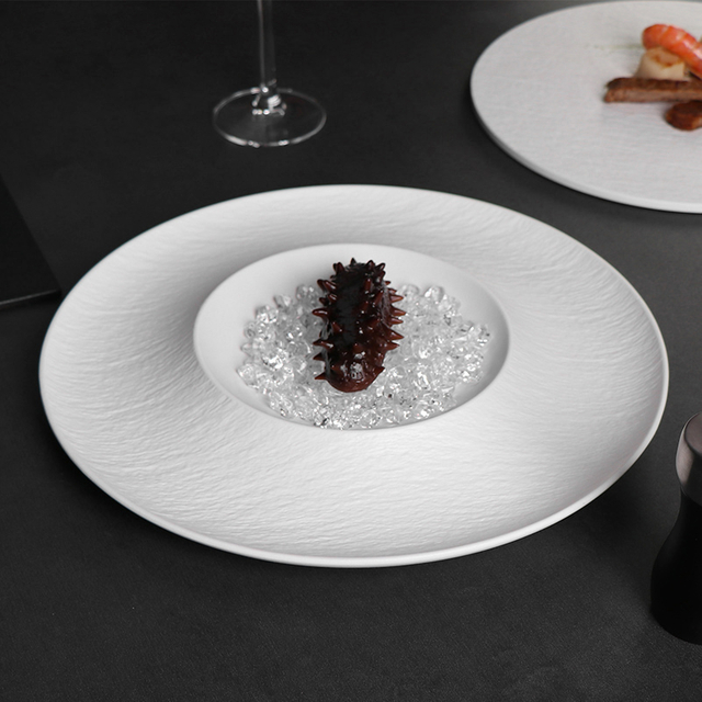 Black White Porcelain Dinnerware Set, Restaurant Plates Set Dinnerware