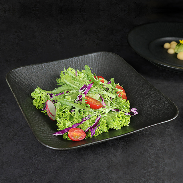 Black Matte Porcelain Square Deep Plate 1500ml Square Bowl 50 Oz Restaurant Plate