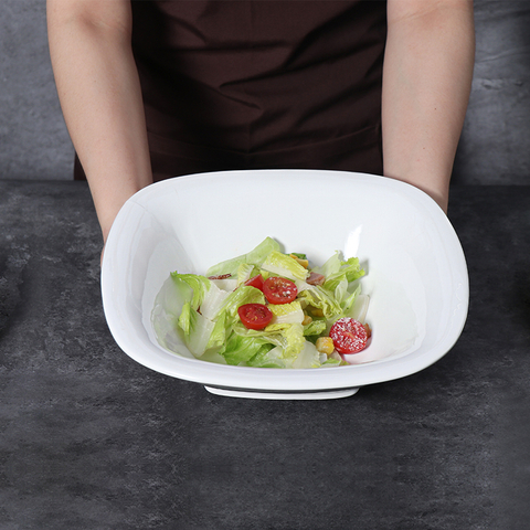 White Glass Porcelain Deep Plate Square Soup Bowl Glass Ceramic Plates