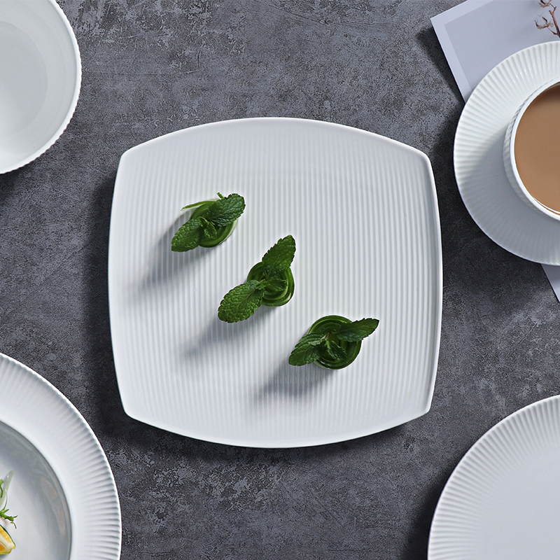 New Bone Modern White Porcelain Plate Dishes Ultrathin Contemporary Dinnerware Dish Plates For Restaurants Tableware