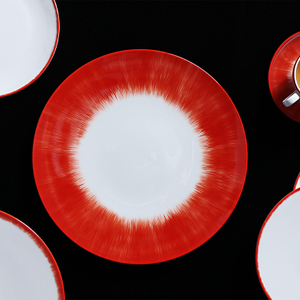  Luxury Dishes Velvet Red Porcelain Dinner Plates Design Bone China Dinnerware