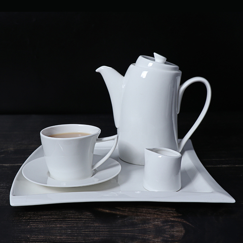 Women's Day Gift Set Customized Confident Lady Design Ceramic TeaPot Coffee Cups Set Porcelain 