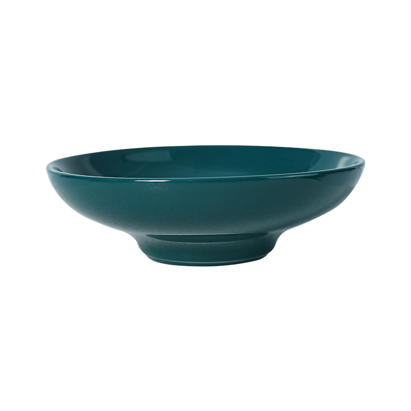 7 Inch Round Bowl Ceramic Glossy Green Round Plate for Wholesale