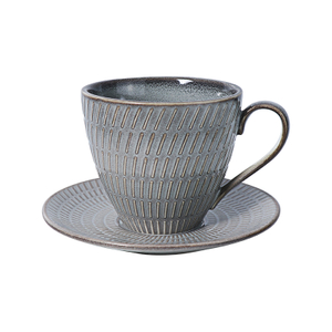 5 Ounce Grey Porcelain Coffee Cup And Saucers for Sale