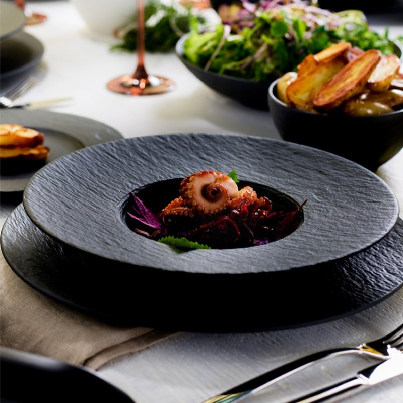 Nordic Stoneware Pasta Plate For Stars Michelin Restaurant