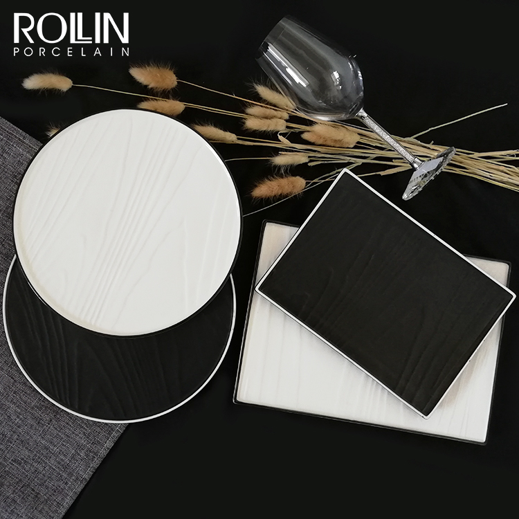 Stoneware Dishes Plates Ceramic Dinnerware Sets With White Reactive Glaze For Home Hotel Restaurant 