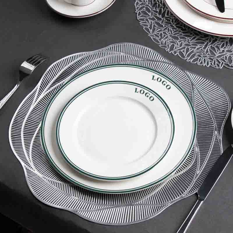 Stacked wholesale porcelain dinner plates for commercial restaurant supply