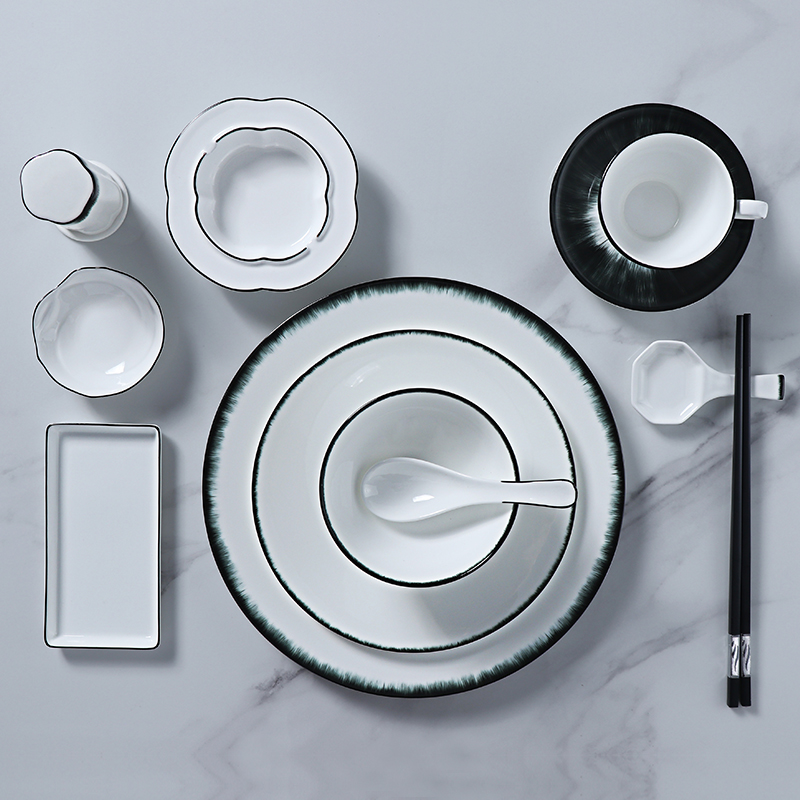 Black And White Bone China Dinnerware