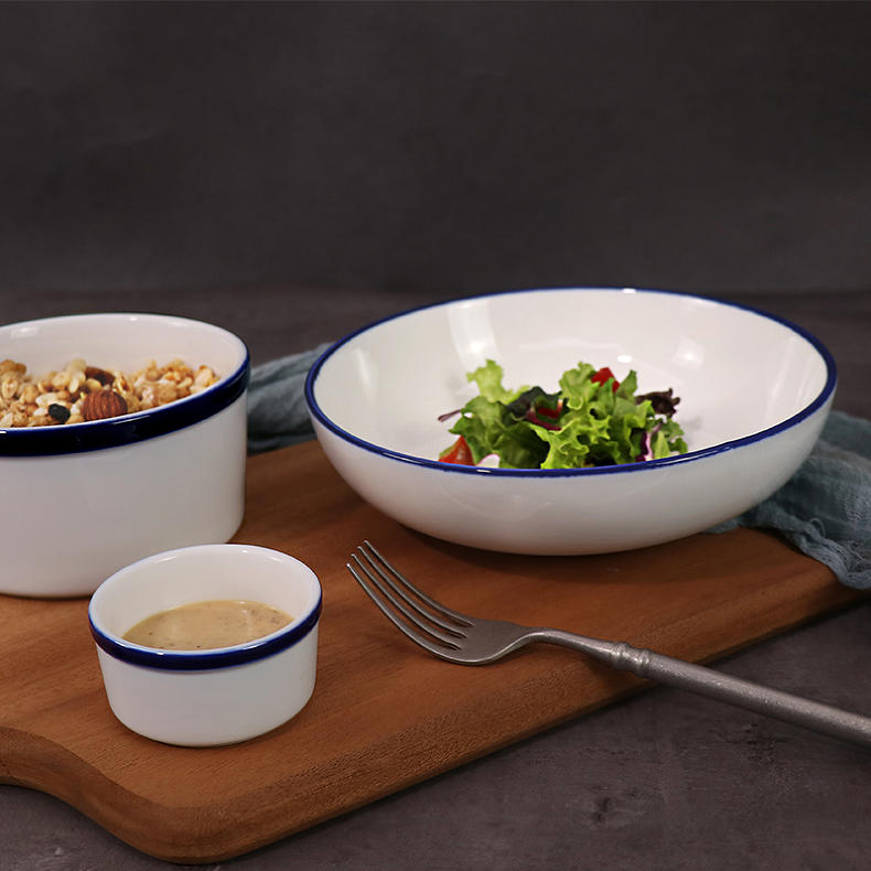  Hotel porcelain bowl with blue rim