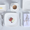 White porcelain square dinner plate modern table setting