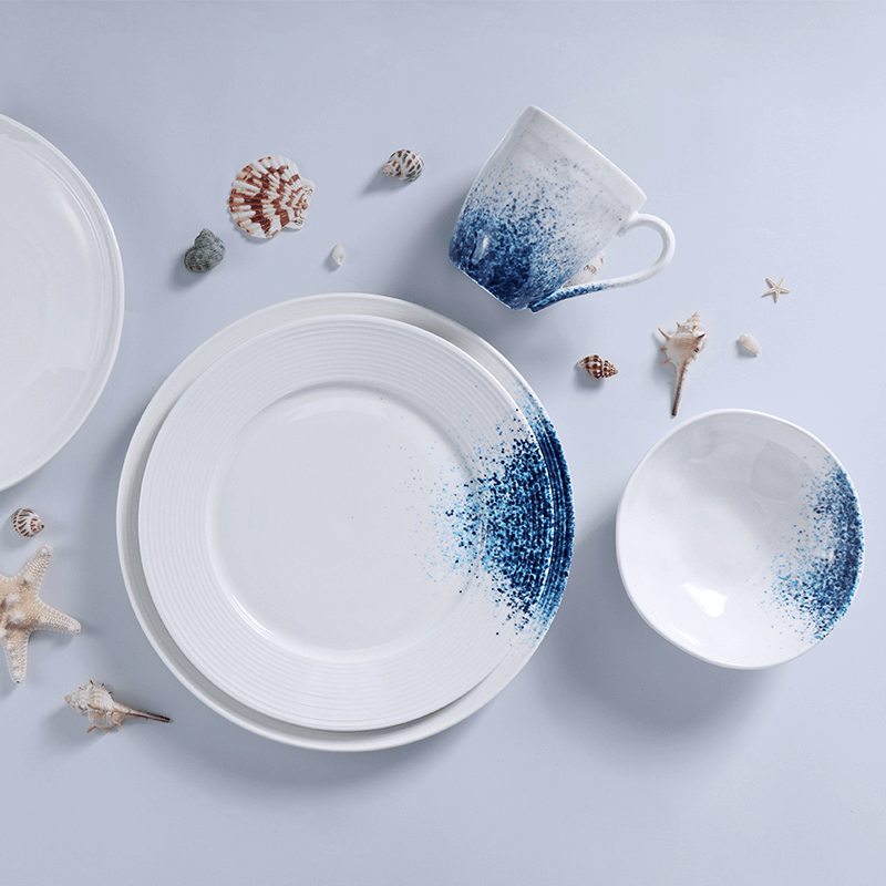 Porcelain Factory Hotel Supply Tableware Set Pasta Seafood Plates Set Scallops Plate Dinnerware Set For Restaurant