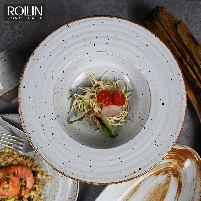 Vintage Restaurant Soup Plate Porcelain Pasta Plate for Dishes