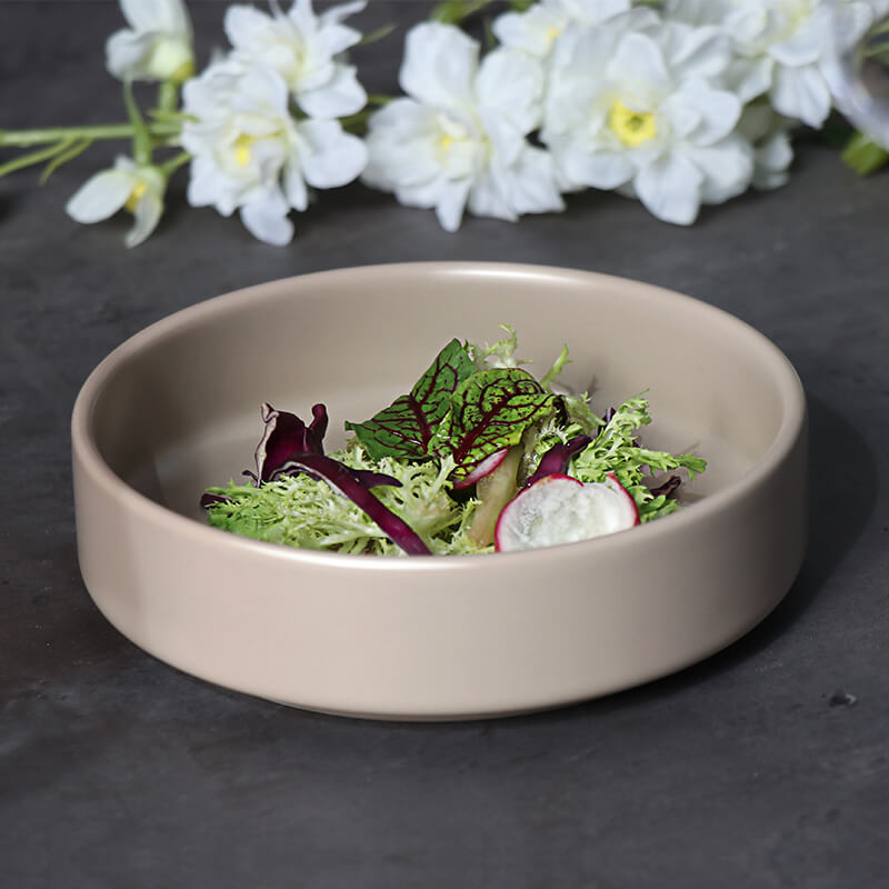 Hotel porcelain plate smooth edge detail durable finish