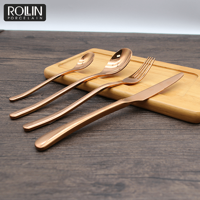 Restaurant Flatware Tableware Cutlery Set Gold 304 Stainless Steel Knife Cutlery 