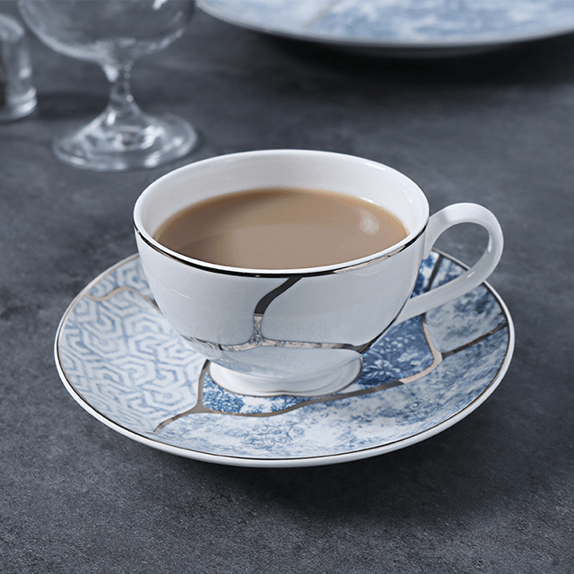 Coffee Cup Blue And White Bone China Tea Cup And Saucer Bone China Coffee Cup